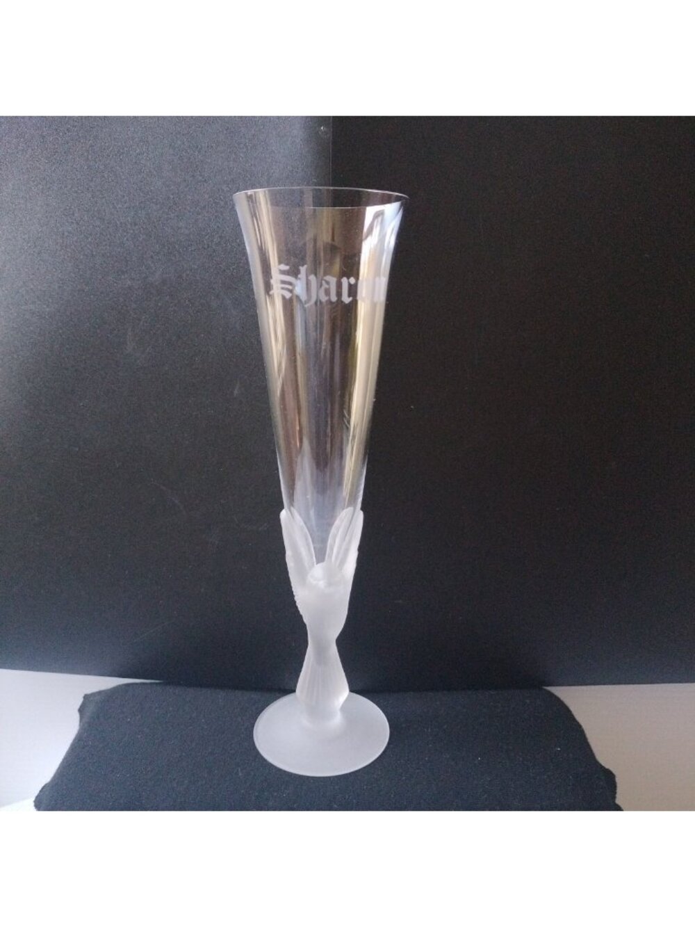 Sasaki Wings Champagne Flute, Frosted Dove Lead Crystal Sharoll 9 1/4"8 JAPAN